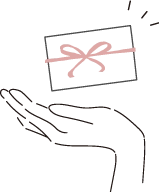 手とプレゼントのイラスト