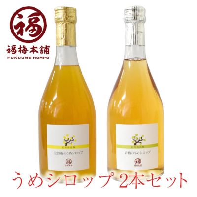 紀州産南高梅使用 うめシロップ 2本入セット（青梅590ml・完熟梅590ml）