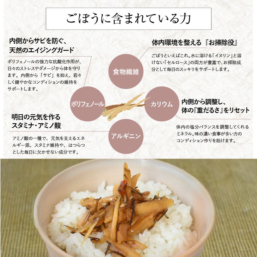 ご飯のお供おかずごぼう昆布梅肉梅干し口福なごぼう100gしょうゆ漬け漬け物